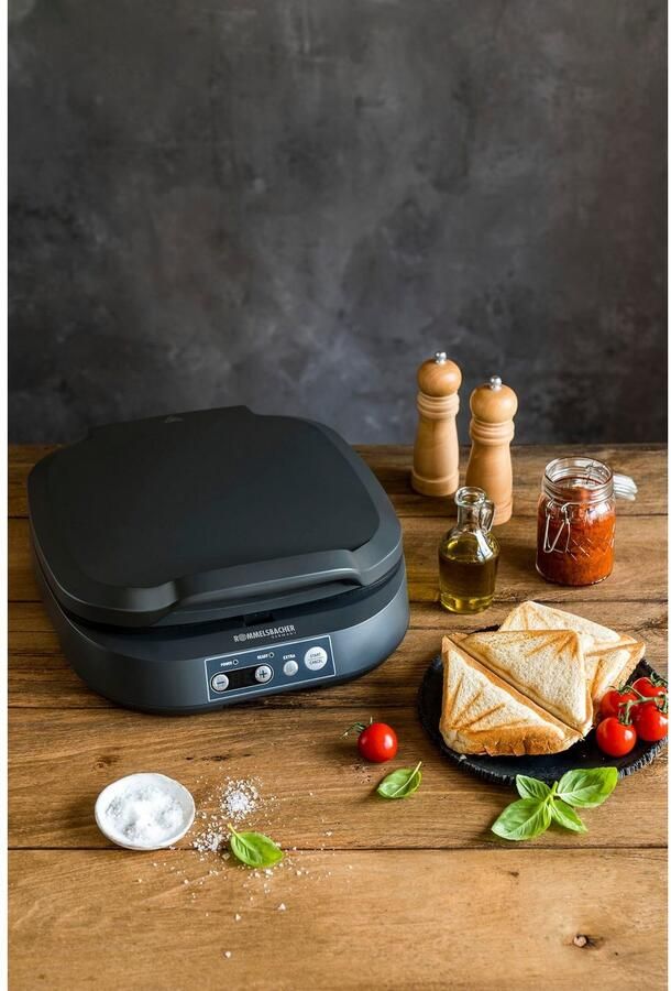 Rommelsbacher tosti-ijzer ST 1800 – Sandwichmaker en Panini Grill – 1800W – Antiaanbak grillplaten – Zwevend scharnier – Instelbare temperatuur – RVS - Foto 6