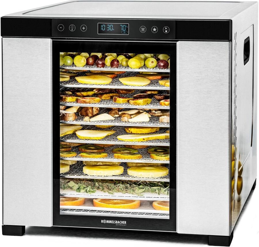 Rommelsbacher Voedseldroger DA 1050 – 9 trays – 700W – Instelbare temperatuur & timer – Inclusief fijnmazig rooster & fruitrolvel – BPA-vrij – Voor fruit groenten kruiden & vlees - Foto 12