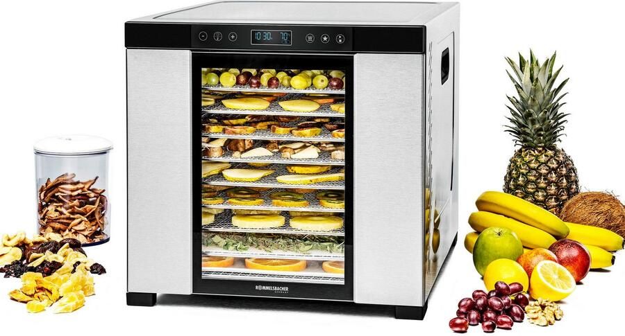 Rommelsbacher Voedseldroger DA 1050 – 9 trays – 700W – Instelbare temperatuur & timer – Inclusief fijnmazig rooster & fruitrolvel – BPA-vrij – Voor fruit groenten kruiden & vlees - Foto 11