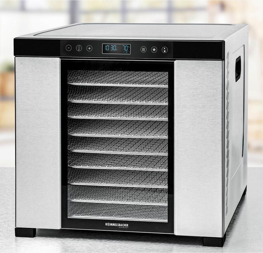 Rommelsbacher Voedseldroger DA 1050 – 9 trays – 700W – Instelbare temperatuur & timer – Inclusief fijnmazig rooster & fruitrolvel – BPA-vrij – Voor fruit groenten kruiden & vlees - Foto 3