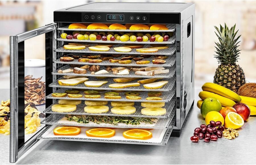 Rommelsbacher Voedseldroger DA 1050 – 9 trays – 700W – Instelbare temperatuur & timer – Inclusief fijnmazig rooster & fruitrolvel – BPA-vrij – Voor fruit groenten kruiden & vlees - Foto 10