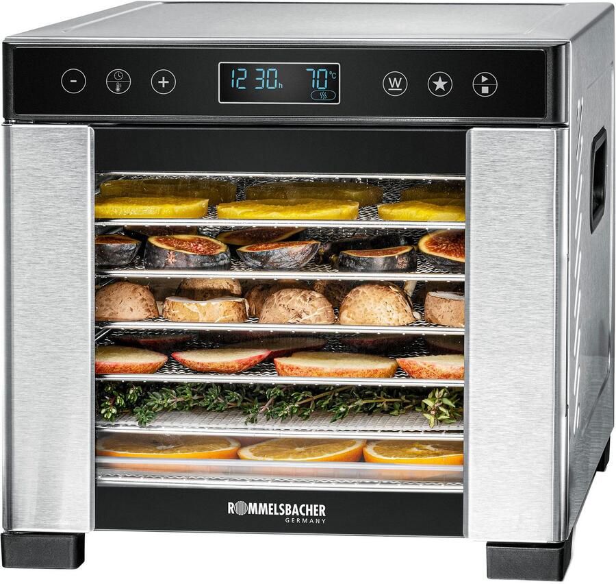 Rommelsbacher Voedseldroger DA 650 – 7 trays – 99-uurs timer – Instelbare temperatuur 35-75°C – Compact & dubbelwandig design – BPA-vrij – Inclusief droogrooster & fruitrolvel – Voor fruit groenten kruiden & vlees - Foto 2