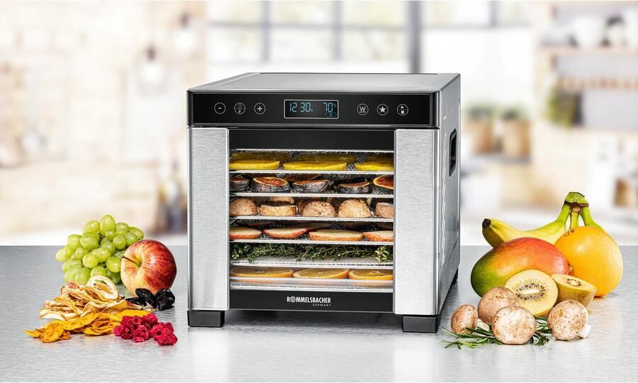 Rommelsbacher Voedseldroger DA 650 – 7 trays – 99-uurs timer – Instelbare temperatuur 35-75°C – Compact & dubbelwandig design – BPA-vrij – Inclusief droogrooster & fruitrolvel – Voor fruit groenten kruiden & vlees - Foto 4