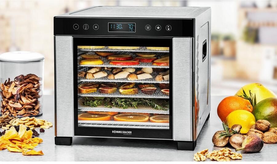 Rommelsbacher Voedseldroger DA 950 – 5 BPA-vrije trays – Instelbare temperatuur 35-75°C – Timer 1-24 uur – Inclusief fruitrolvel & kruidenrooster – Voor groente fruit vlees & kruiden – 700 W – Zwart - Foto 10