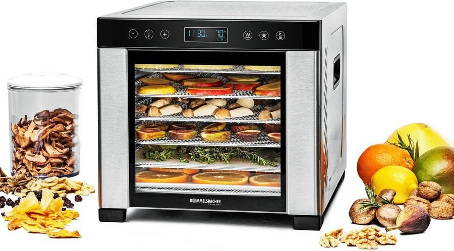 Rommelsbacher Voedseldroger DA 950 – 5 BPA-vrije trays – Instelbare temperatuur 35-75°C – Timer 1-24 uur – Inclusief fruitrolvel & kruidenrooster – Voor groente fruit vlees & kruiden – 700 W – Zwart - Foto 11