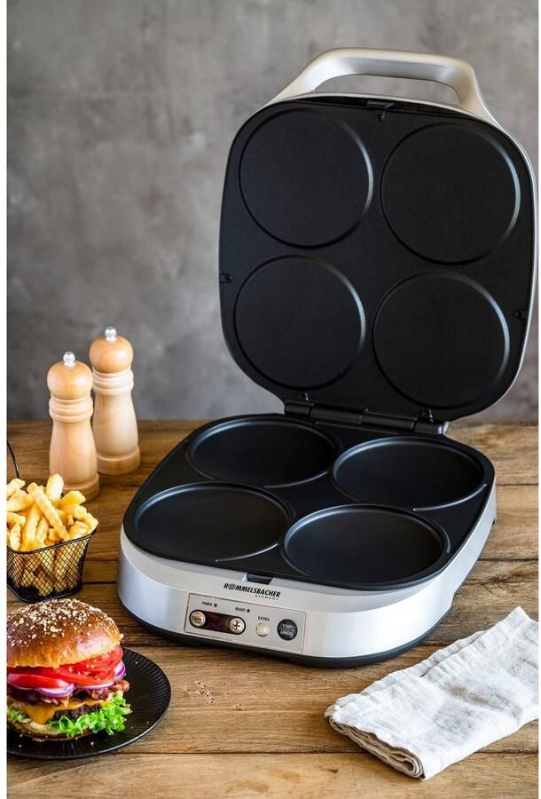 Rommelsbacher pannenkoekenmaker PC 1800 – elektrische pancake maker met 4 bakvormen timer en antiaanbaklaag – ook geschikt voor burgers en aardappelpannenkoeken - Foto 2