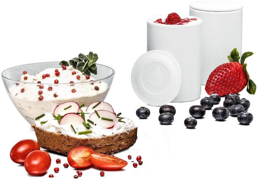 Rommelsbacher Yoghurtmaker en Roomkaasmaker JG 80 – 4 programma s – Met 4 keramische potjes & 2 glazen containers – Voor yoghurt roomkaas kruidenextracten & vegan yoghurt – RVS - Foto 2
