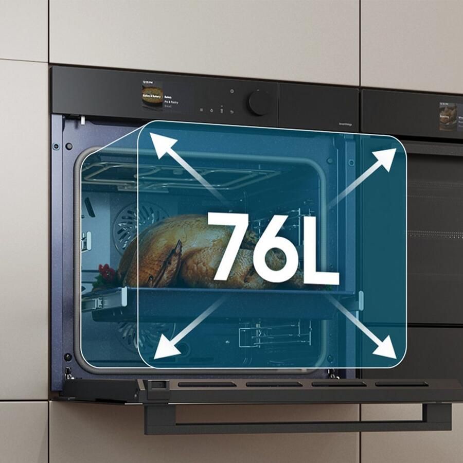 Samsung Inbouw pyrolyse oven NV7B44503DB Dual Cook – Eén oven. Twee kookruimtes. Maximale flexibiliteit.