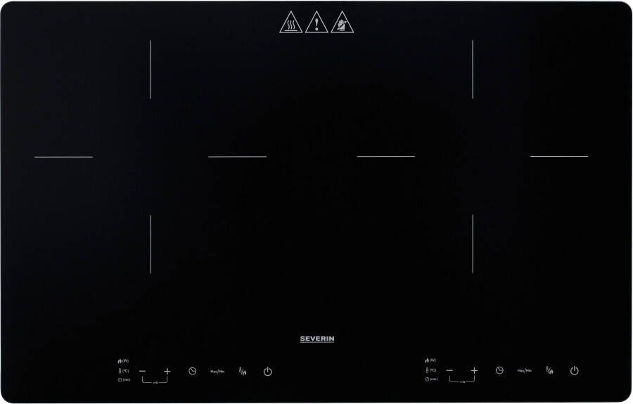 Severin KP 1033 Inductiekookplaat Slim line 3.400 W Panherkenning (Ø 22cm) Touch-bedieningspaneel Temperatuurinstelling 60-240 °C Luxe mat glazen oppervlak voor minder vingerafdrukken 2-pits Timer Kinderslot Normale stekker