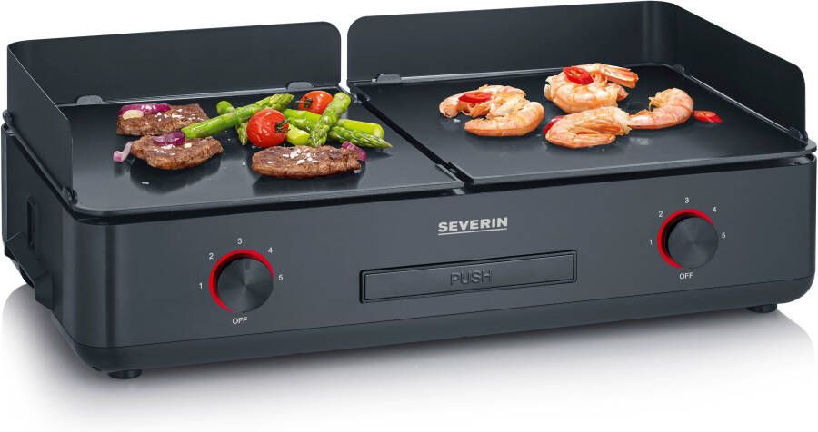 Severin PG 8569 Plancha BBQ Grill SUAVE Twee aparte verwarmingszones Keramische coating 240 °C