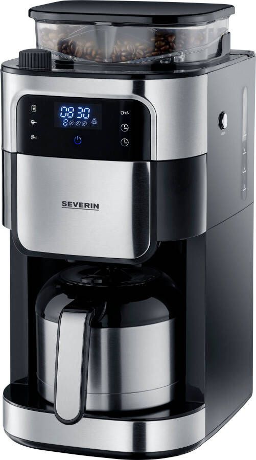 Severin KA 4814 Filter Koffiezetapparaat met bonenmaler Hoogwaardige thermoskan Extra stille werking Zwart Rvs - Foto 2