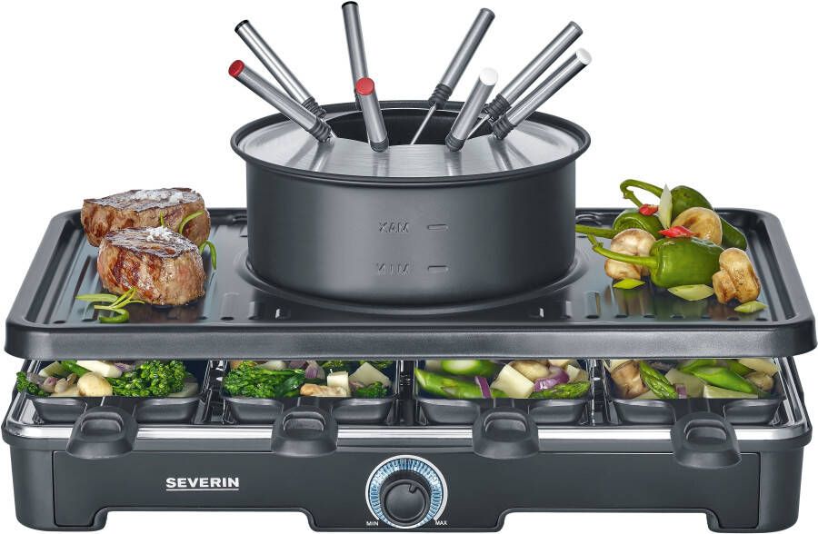 Severin RG 2347 2-in-1 Gourmetset & Fondue-pan 8 personen Regelbare thermostaat 8 pannetjes & fondue vorkjes Zwart - Foto 3