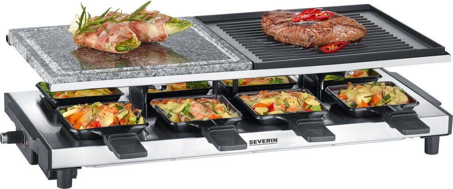 Severin Raclette RG 2373 Natuurlijke grilsteen gegoten plaat temperatuurregelaar antiaanbaklaag