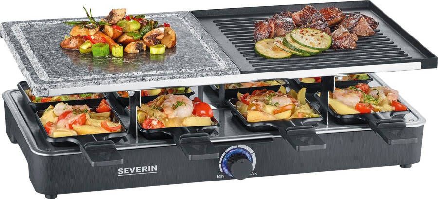 Severin Gril Raclette RG2376 8 personen Natuurlijke kooksteen en niet -stick omkeerbare plaat - Foto 2