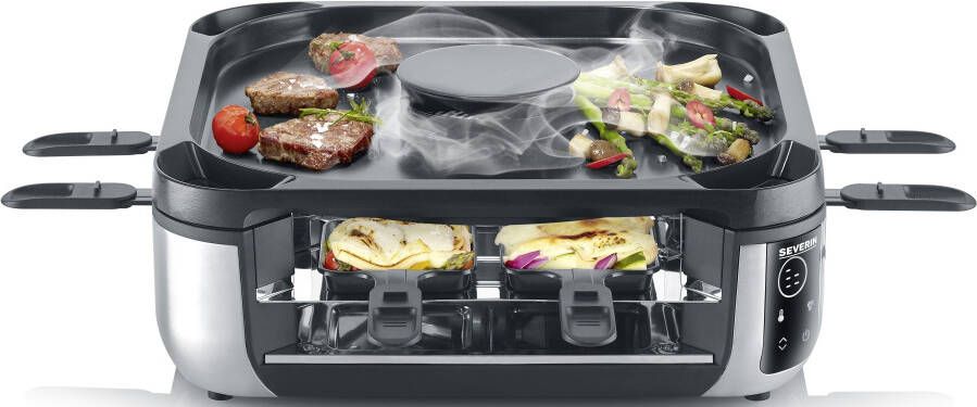 Severin RG 2379 SEVENTO rook- en geurloze raclette gourmet downdraft technologie 8 personen 1900 W Zwart Zilver