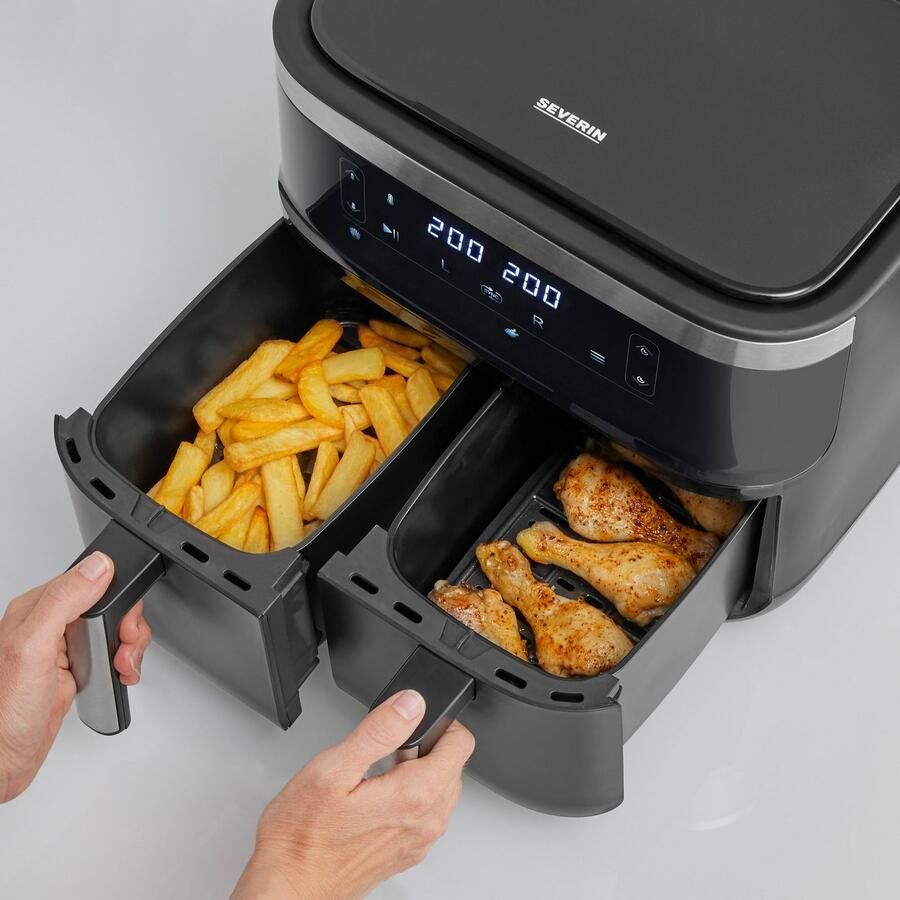 Severin FR 2453 Heteluchtfriteuse XXL 2x 3.8 Liter tot 1.3 kg friet - Foto 5