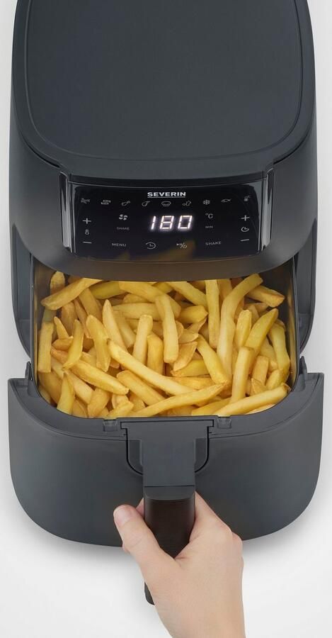 Severin FR 2461 Heteluchtfriteuse ca. 1300W 4L hetelucht technologie voor gezondheidsbewust koken touchscreen 8 automatische programma's Shake Functie PTFE vrij - Foto 7