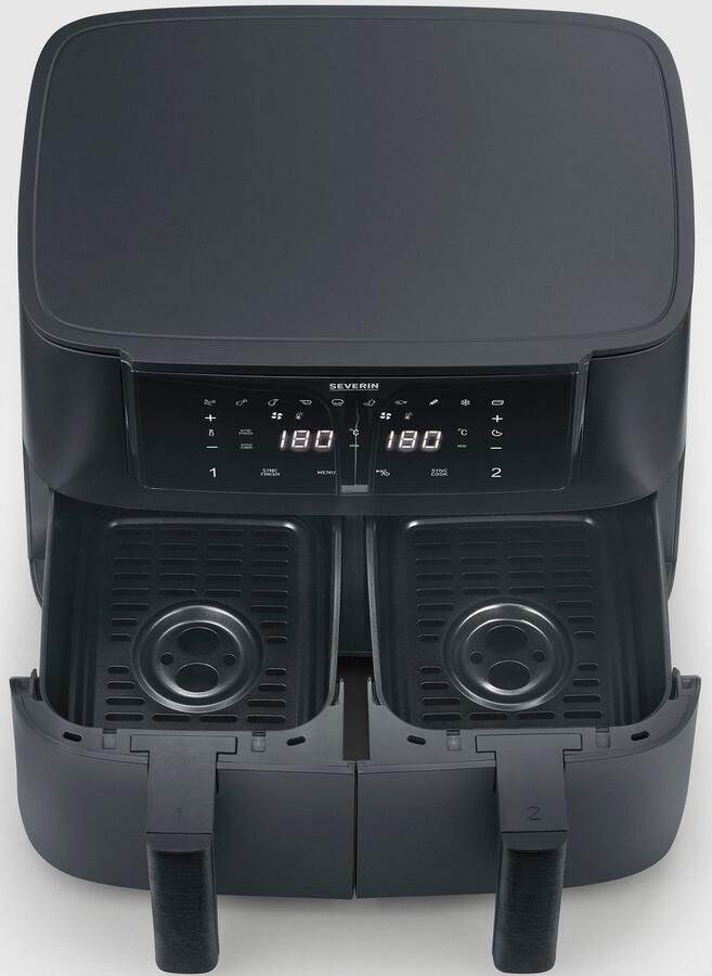 Severin FR 2463 Dubbele Heteluchtfriteuse ca. 2600W 8L (2x 4L) touchscreen 10 automatische programma's sync & matchfunctie PTFE vrij - Foto 6