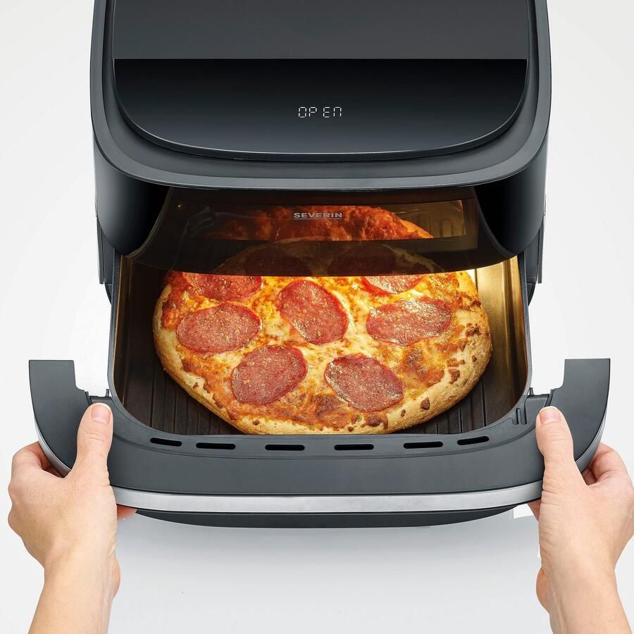 Severin FR 2464 FryLight “Pizza & More” Heteluchtfriteuse met pizzafunctie ca. 2100W ca. 4L pizzapan met een diameter van 25 4 cm