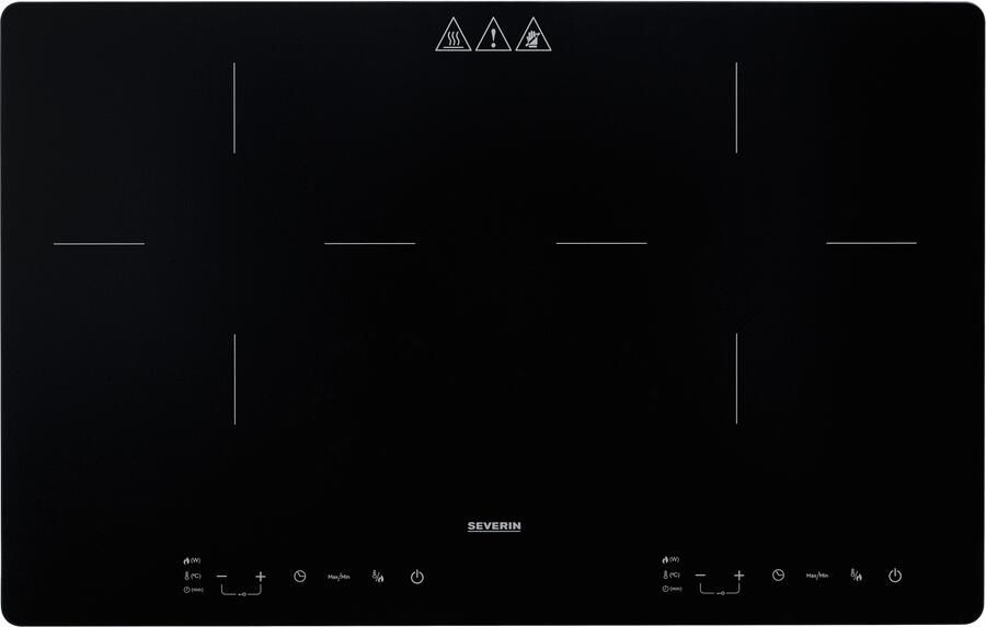 Severin KP 1033 Inductiekookplaat Slim line 3.400 W Panherkenning (Ø 22cm) Touch-bedieningspaneel Temperatuurinstelling 60-240 °C Luxe mat glazen oppervlak voor minder vingerafdrukken 2-pits Timer Kinderslot Normale stekker - Foto 4