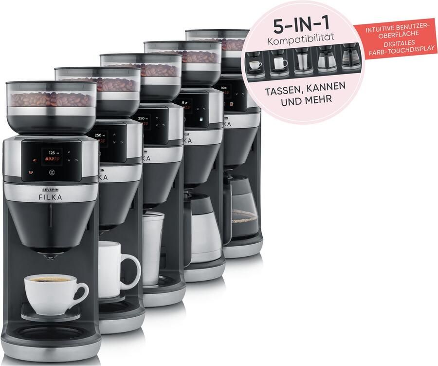 Severin Koffiezetapparaat met bonenmaler KA 4852 FILKA (2e generatie) Filterkoffie-volautomaat 1 l