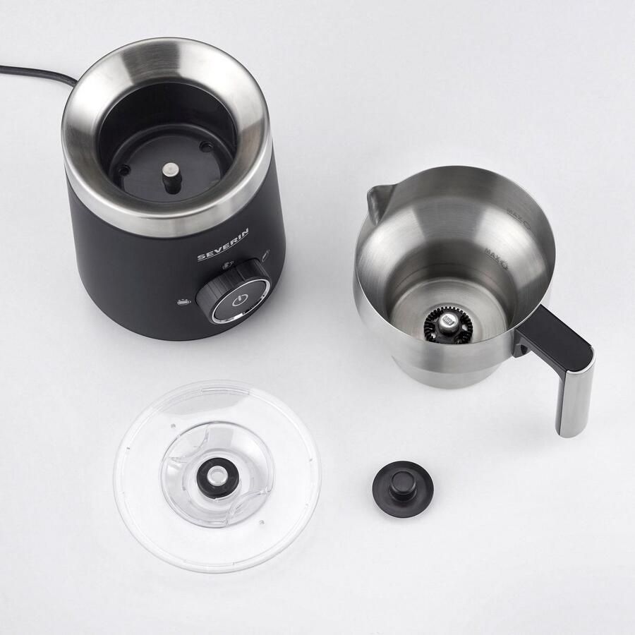 Severin SM 3585 Spuma 500 Melkopschuimer met inductietechniek PFAS-vrij Vaatwasserbestendige roestvrijstalen kan 500ml 3 programma's