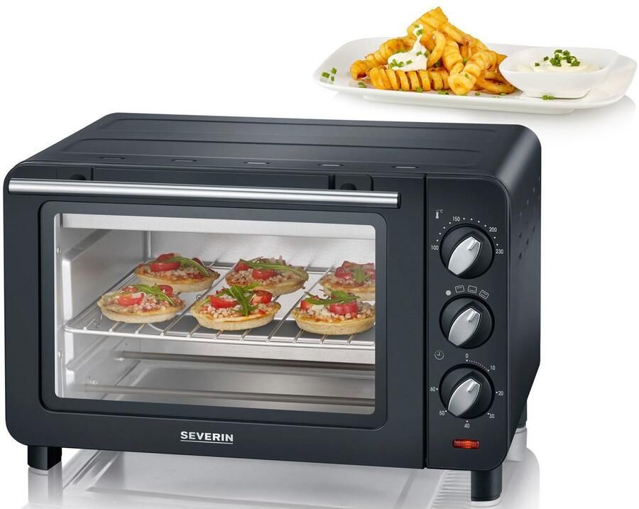 Severin TO 2042 Bak en grilloven 14 liter Instelbaar tussen 100 en 230 °C Incl. bakplaat grillrooster en kruimelplaat 1200 W Zwart - Foto 2