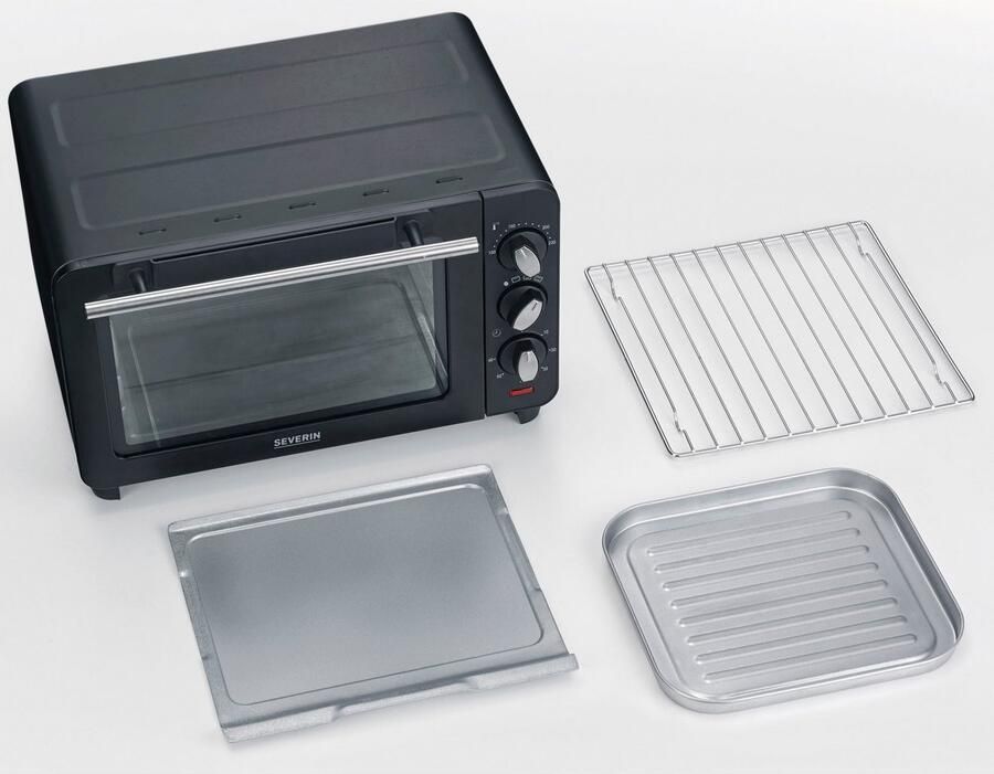Severin TO 2042 Bak en grilloven 14 liter Instelbaar tussen 100 en 230 °C Incl. bakplaat grillrooster en kruimelplaat 1200 W Zwart - Foto 3