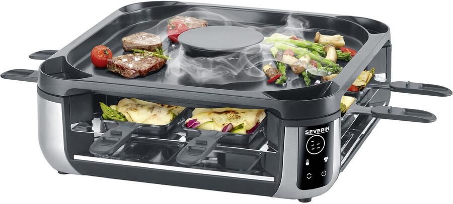 Severin RG 2379 SEVENTO rook- en geurloze raclette gourmet downdraft technologie 8 personen 1900 W Zwart Zilver - Foto 8