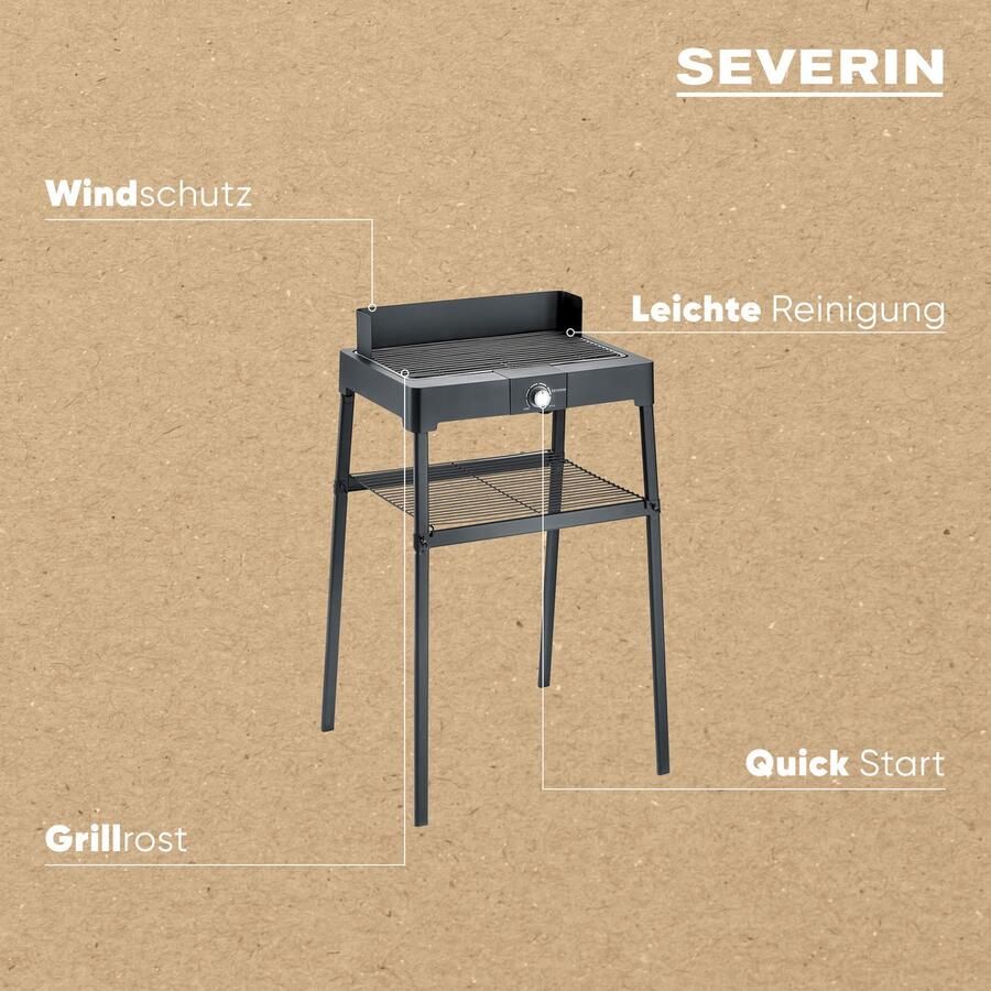 Severin Staande barbecue PG 8566 Elektrische grill met grillrooster als staande- of tafelgrill bruikbaar - Foto 2