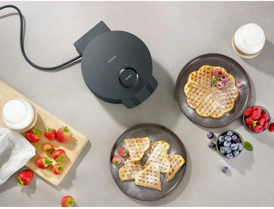 Severin WA 2116 Wafelijzer Black Line ca. 1000 W wafels in hartjesvorm ruimtebesparend slank ontwerp ideaal voor kleine woningen - Foto 4