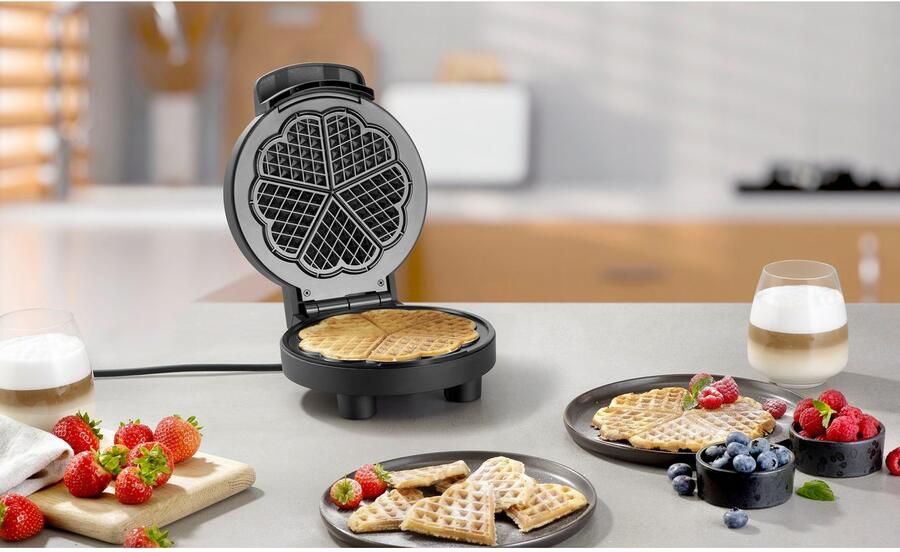 Severin WA 2116 Wafelijzer Black Line ca. 1000 W wafels in hartjesvorm ruimtebesparend slank ontwerp ideaal voor kleine woningen - Foto 7