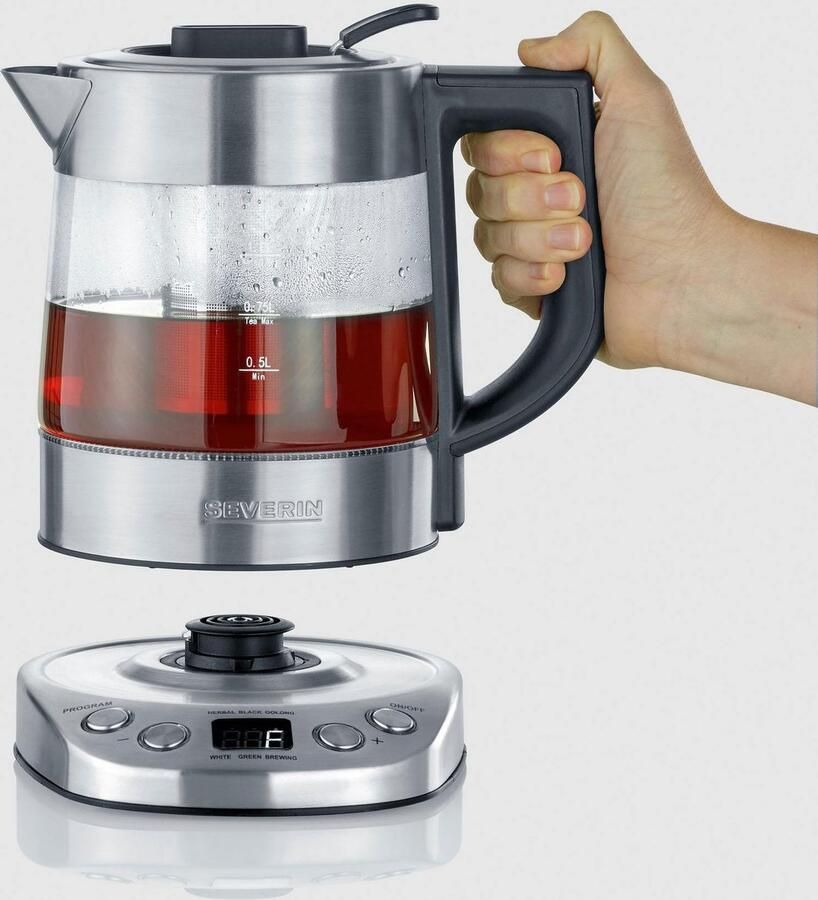 Severin Water en thee koker WK 3473 1 l tot 1 l water of 0 75 l thee met theezeef inclusief 5 theeprogramma's - Foto 4