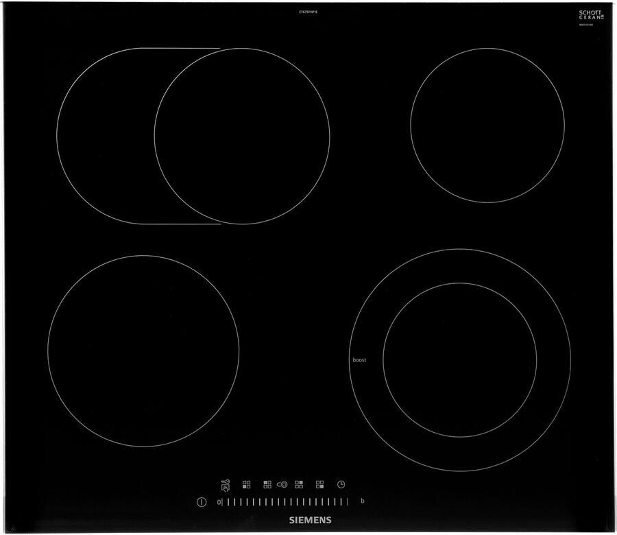 SIEMENS Elektrische kookplaat van SCHOTT CERAN ET675FNP1E Optimale warmteverdeling dankzij inschakelbare braadzone & timerfunctie - Foto 5