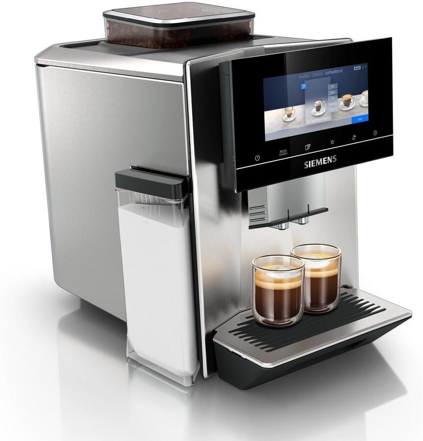 SIEMENS Volautomatisch koffiezetapparaat EQ900 TQ903D43 intuïtief 6 8" TFT-display ruisonderdrukking App-bediening Barista-modus AromaSelect 3 profielen roestvrij staal