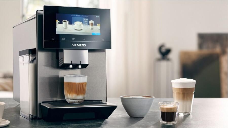 SIEMENS Volautomatisch koffiezetapparaat EQ900 TQ905D03 intuïtief 6 8" TFT-display Barista-modus AromaBoost App-bediening Geluidsreductie 10 profielen roestvrij staal - Foto 7