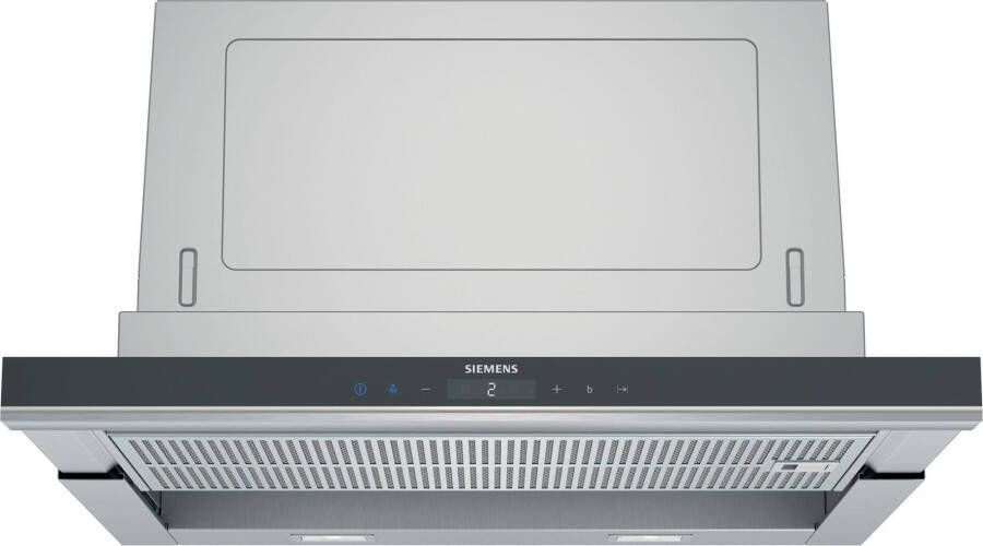 Siemens iQ700 LI67SA671 Afzuigkap Semi-inbouw (uittrekbaar) Zwart Roestvrijstaal 717 m³ uur A