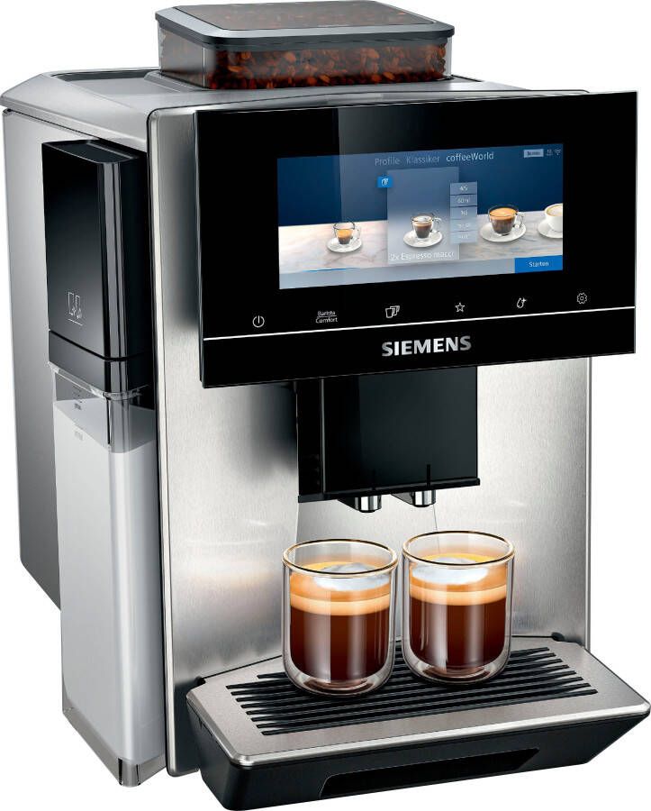 SIEMENS Volautomatisch koffiezetapparaat EQ900 TQ903DZ3 auto. reinigen en ontkalken 6 8" TFT-display Barista-modus App-bediening Geluidsreductie 3 profielen roestvrij staal