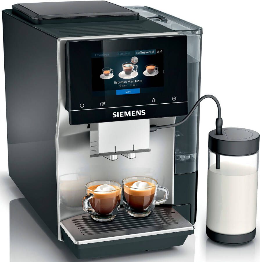 SIEMENS Volautomatisch koffiezetapparaat TP705D47 App iaromaSelect 10 favorieten automatische stoomreiniging zilver metallic