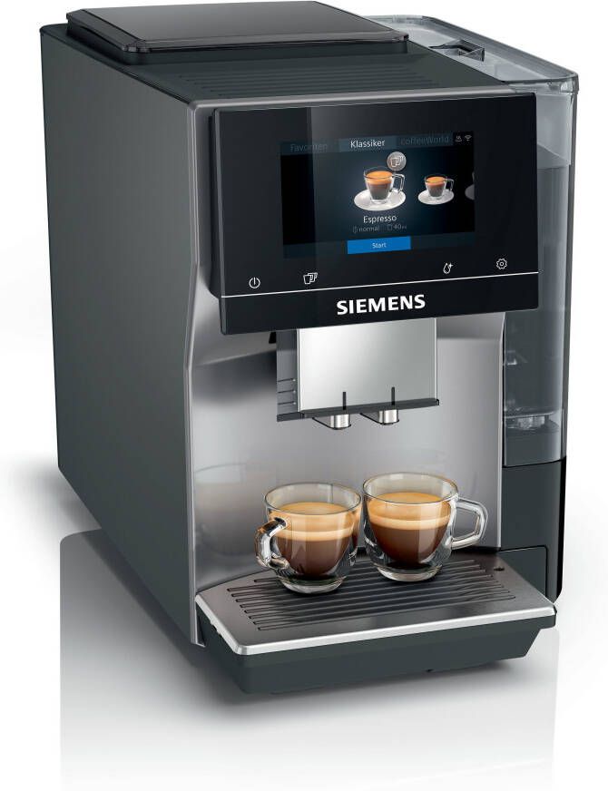 SIEMENS Volautomatisch koffiezetapparaat TP715D01 aromaselect 10 favorieten automatische stoomreiniging grijs