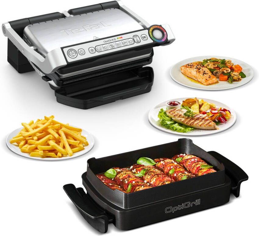 Tefal Contactgrill GC714D OptiGrill en inclusief snacking & baking accessoires