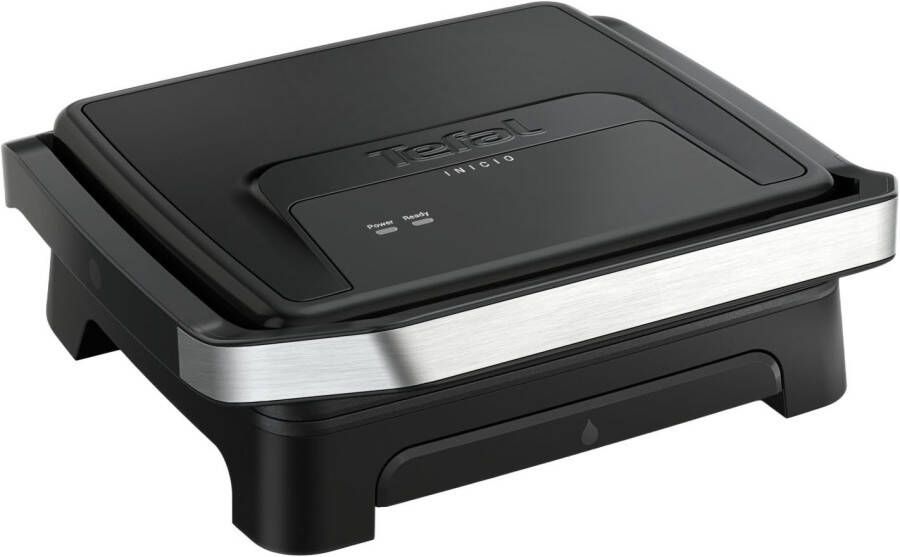 Tefal Contactgrill Inicio Classic 2-in-1 Panini Grill anti-aanbakplaten Plaatsbesparende opslag vaatwasmachinebestendige sap opvangschaal GC2718