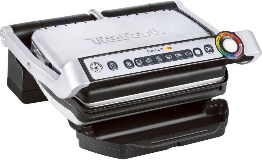 Tefal Contactgrill OptiGrill 6 automatische Programme ein manuelles Programm 6 programma s past temperatuur en grillcyclus aan het grillgerecht aan