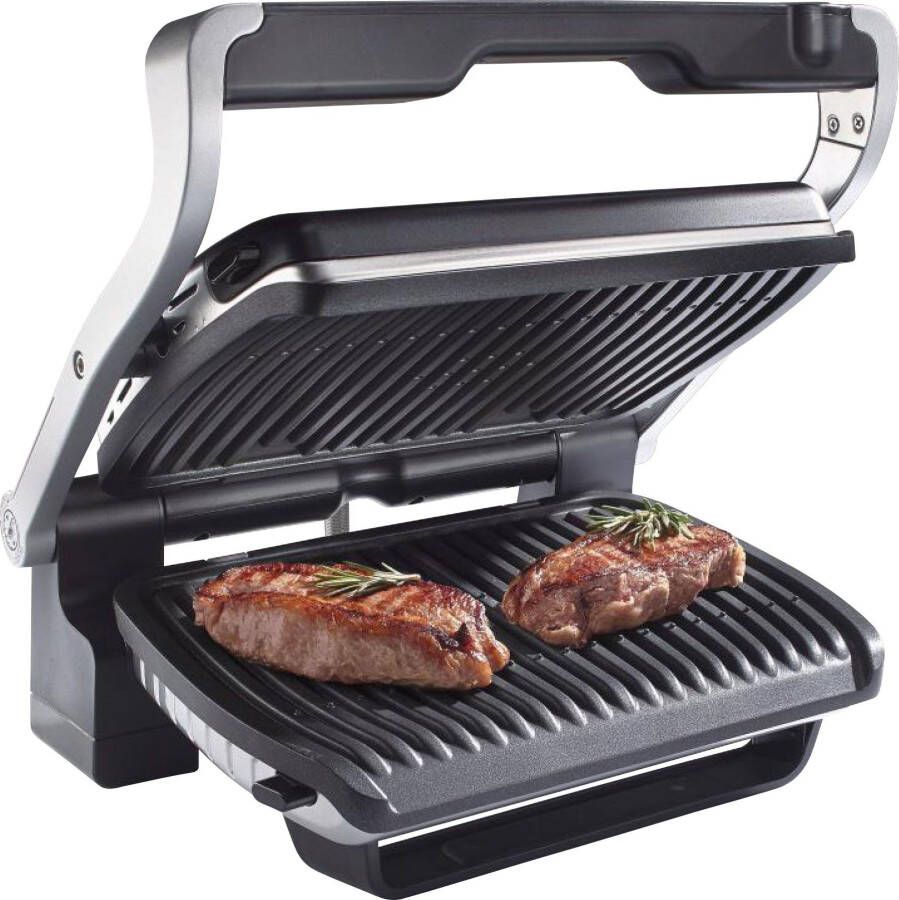 Tefal Contactgrill Optigrill GC705D 6 programma s past temperatuur en grillcyclus aan het grillgerecht aan