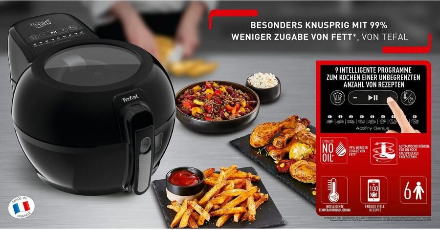 Tefal ActiFry Genius+ FZ7738 Heteluchtfriteuse met roerarm niet schudden 1500 W 1 2 kg voor 6 personen 9 auto-kookmenu's energiebesparend gezonde friteuse zonder olie zwart - Foto 18