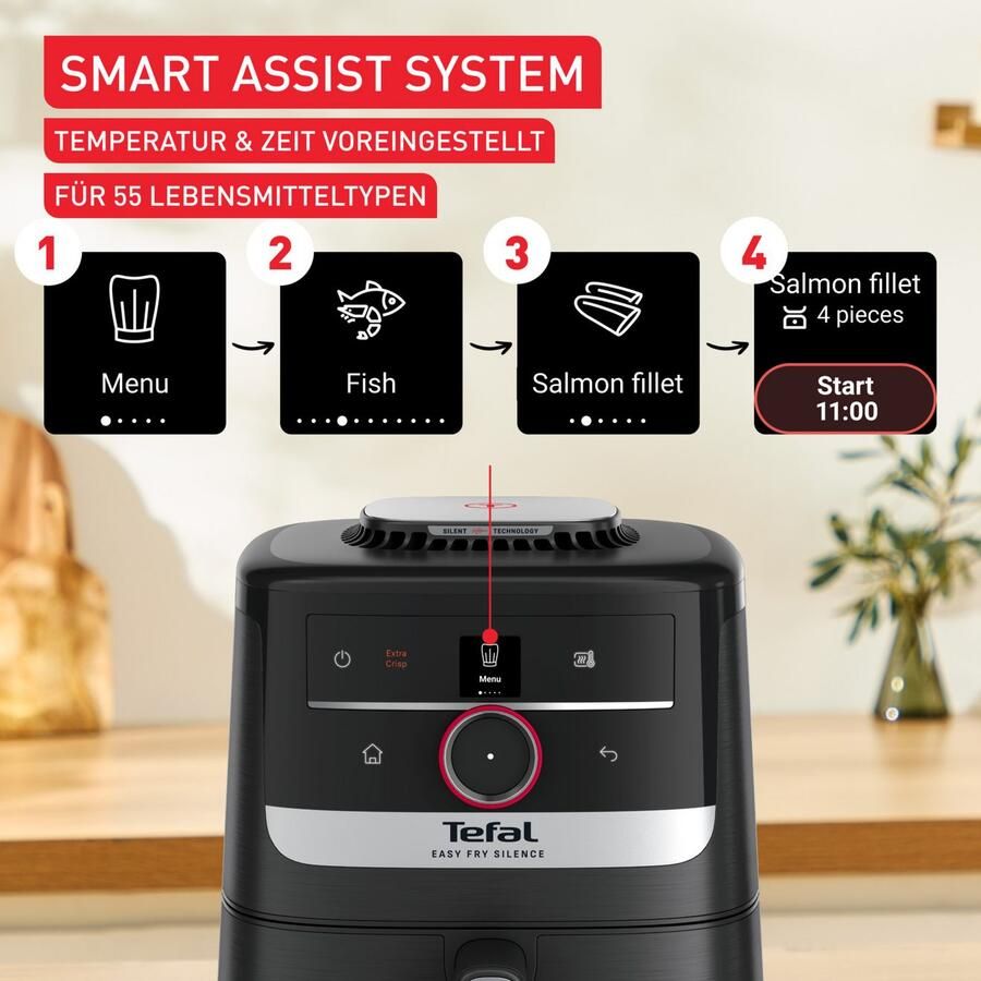 Tefal Airfryer EY5728 Easy Fry Smart & Silence Smart-Assist systeem met 55 programma's 40°C tot 220°C EY5728 - Foto 2
