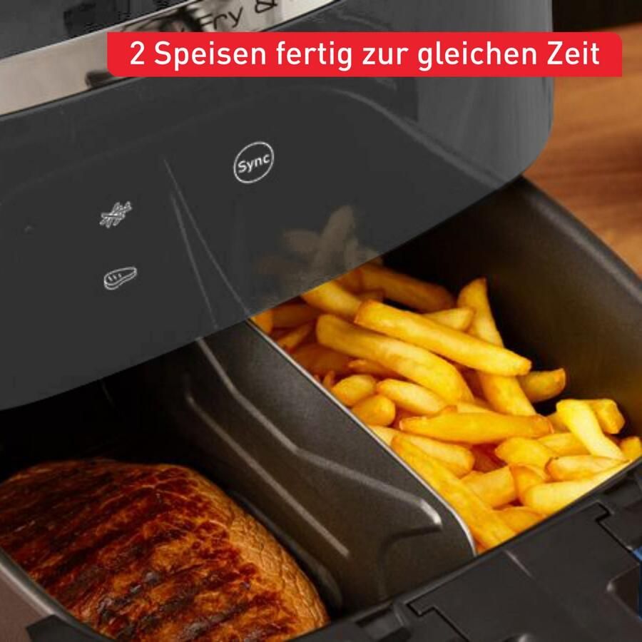 Tefal Easy Fry & Grill EY8014 XXL 6 5L 2-in-1 Heteluchtfriteuse met Uitneembare Verdeler Blauw Airfryer met 8 Automatische Kookprogramma's Beste Grote Airfryer van Digitaal Display Extreem stil Koken Zonder Olie Anti Aanbaklaag - Foto 2