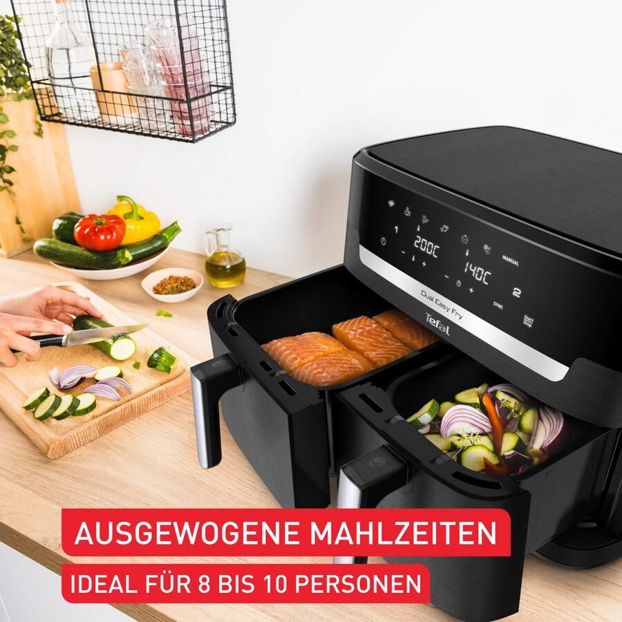 Tefal Airfryer EY9428 Dual Easy Fry XXL Heteluchtfriteuse dubbele kamer energie- & tijdbesparend EY9428 - Foto 3