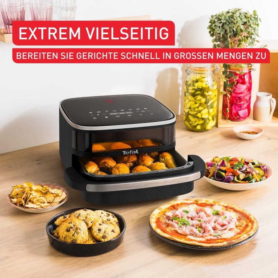 Tefal Airfryer FW4018 Easy Fry XL Surface met pizzabakfunctie Extra-Crisp-technologie bespaart tijd en energie kijkvenster FW4018 - Foto 3