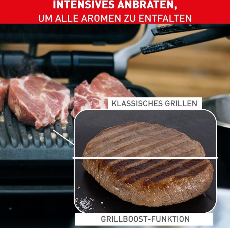 Tefal OptiGrill Elite GC750D Intelligente Contactgrill 12 Automatische Programma's Digitale grillassistent Gaarheidsindicator Boostfunctie voor grillstrepen 2000W RVS - Foto 4